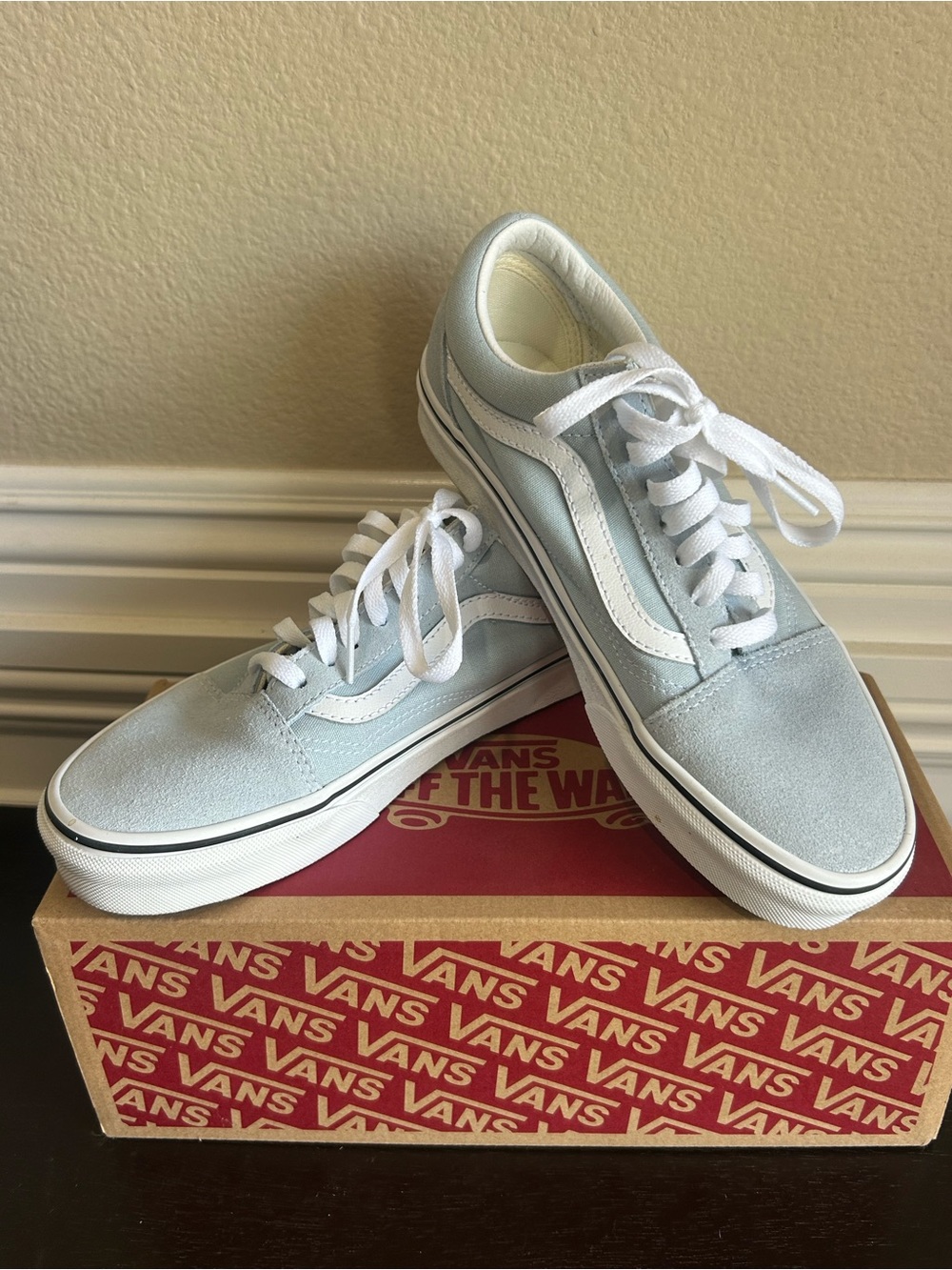 Vans Old Skool Sneakers in Pale Blue and White
